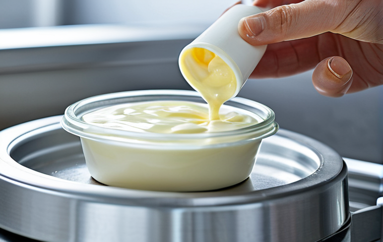 식품 공정에서의 다공성 소재 활용 - **A modern beverage factory showcasing selective filtration:** "High-tech beverage production line, ...