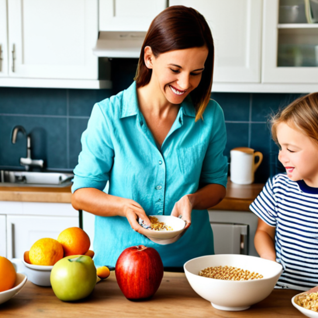 식품의 저당화 기술 - Healthy Family Breakfast**

"A bright, family-friendly kitchen scene. A mother and child are prepari...