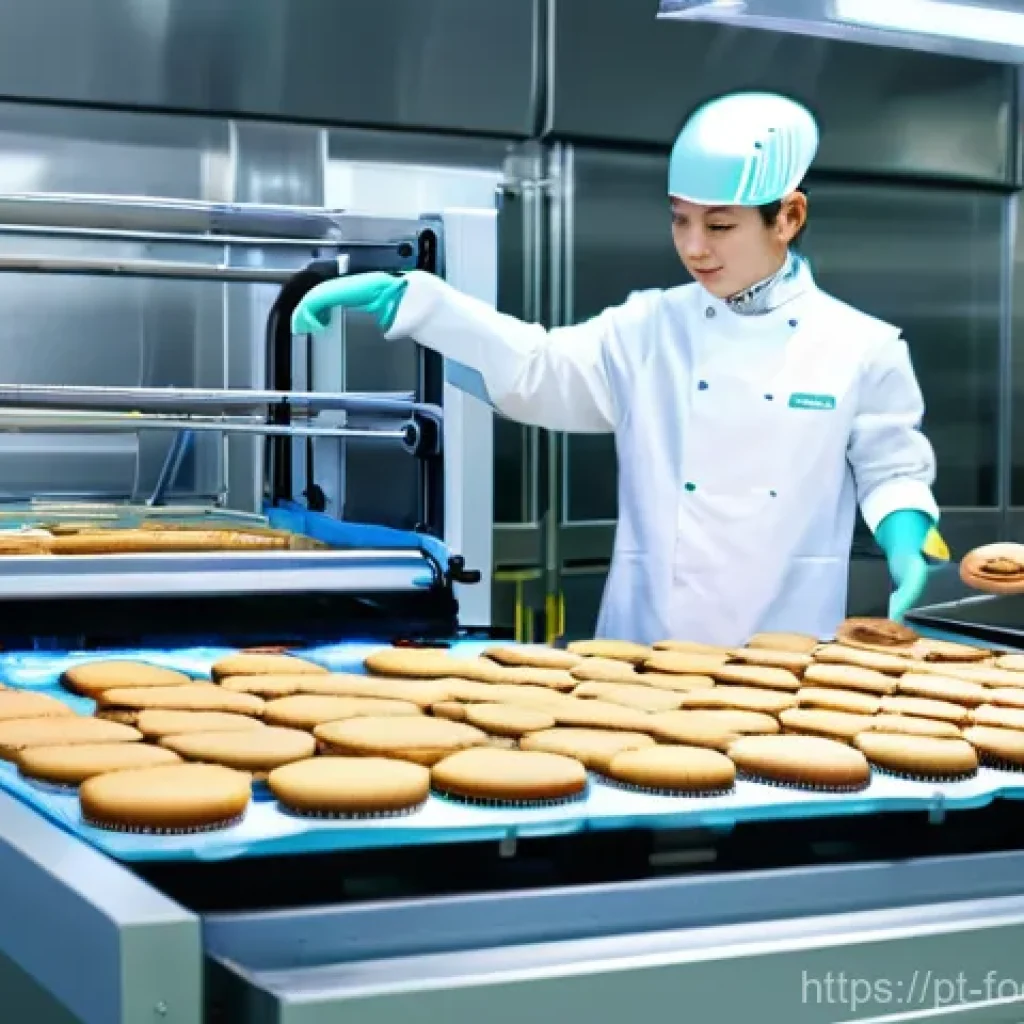 식품 가공 공정에서의 효율성 개선 - **Prompt 1: Collaborative Robotics in a Modern Bakery**
    "A bright, clean, and highly automated m...