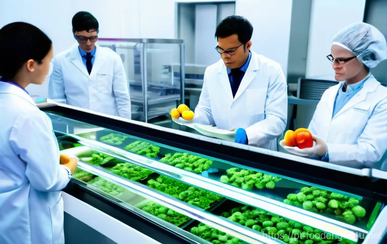 식품 가공 공정에서의 효율성 개선 - **Prompt 2: AI-Powered Smart Farming and Predictive Analytics**
    "An aerial, wide-angle view of a...