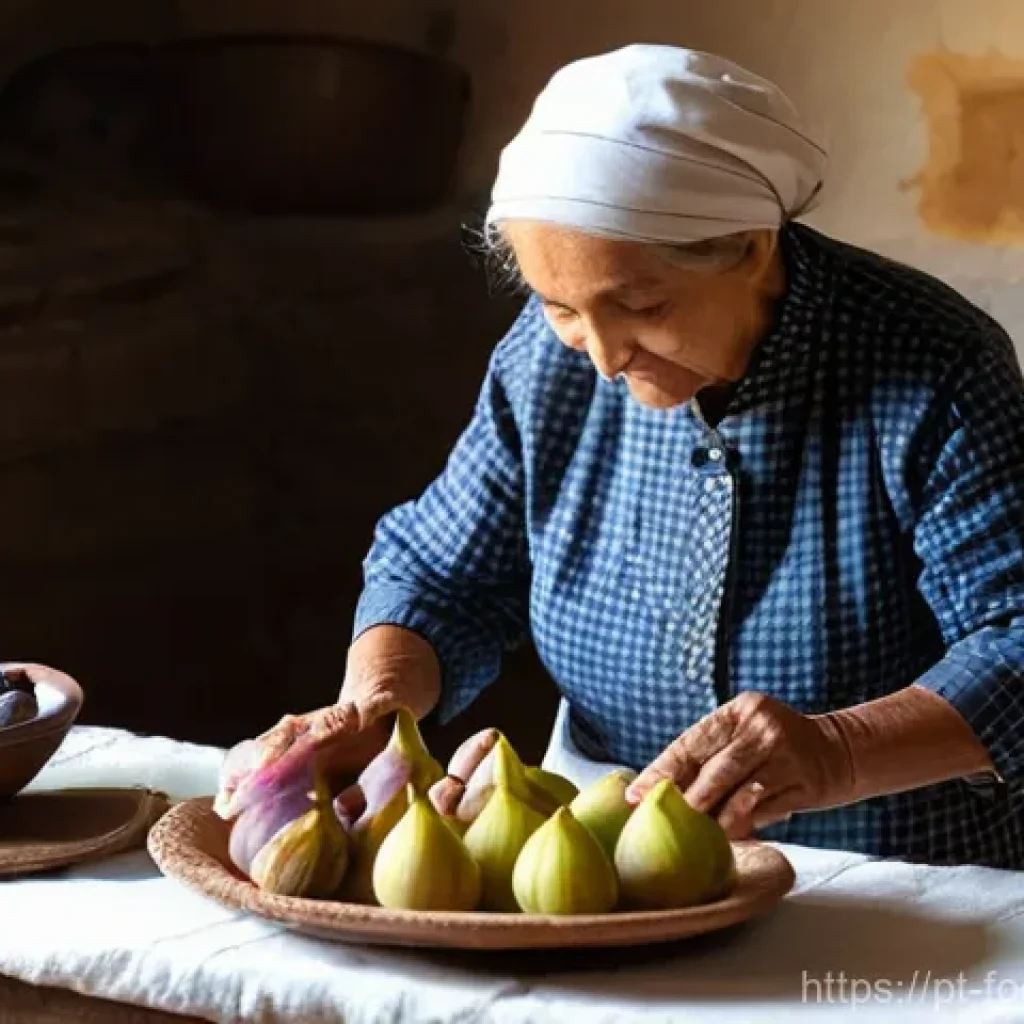 식품에서의 효소 활용 - **Prompt:** A warm, inviting, rustic Portuguese kitchen, bathed in soft golden sunlight streaming th...