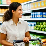 식품 공학에서의 클린라벨 트렌드 - **Prompt:** A Portuguese woman in her late 30s, with a warm and genuine smile, is standing in a brig...