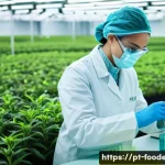 건강기능식품 개발 - **Sustainable Sourcing & Lab Purity:** A wide shot featuring a vibrant, sun-drenched field in a pris...